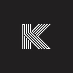 letter k stripes linear linked logo vector