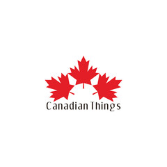 Fototapeta na wymiar red canadian leaf circle logo vector