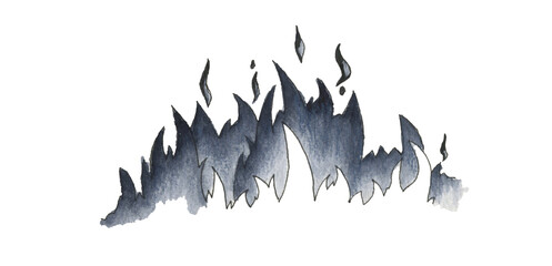 Flame burn ink hand drawing 