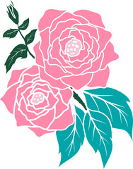 flat rose flower decoration vector illustration background