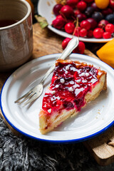 plum cake with tea, autumn days