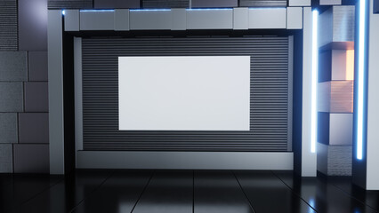 News Studio, Backdrop For TV Shows .TV On Wall.3D Virtual News Studio Background, 3d illustration
