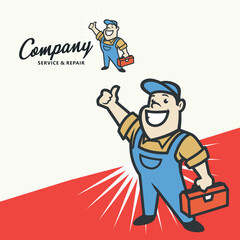 50s Service & Repair Vintage Mascot