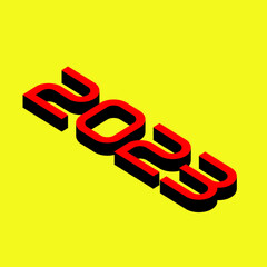2023 Text With 3D Isometric Concept.