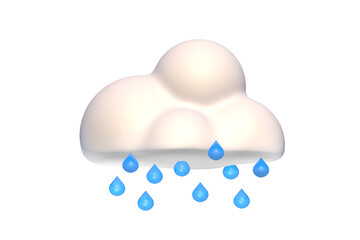 White 3d clouds isolated. Render soft round cartoon fluffy clouds icon in the blue sky