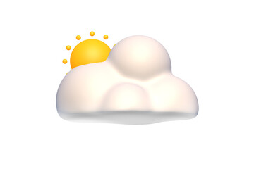 White 3d clouds isolated. Render soft round cartoon fluffy clouds icon in the blue sky