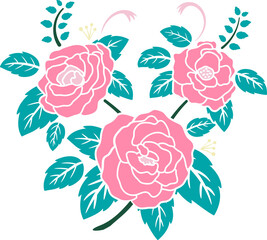 flat rose flower decoration vector illustration background
