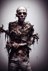 An undead zombie 3D CGI render made to look like photorealism - obrazy, fototapety, plakaty