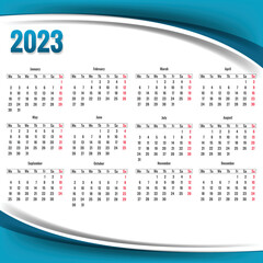 New year 2023 calendar template design