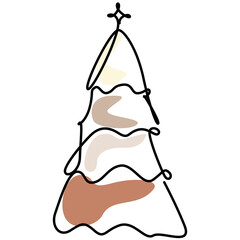 christmas tree glowing ornament for christmas tree decoration continuous one line design with color