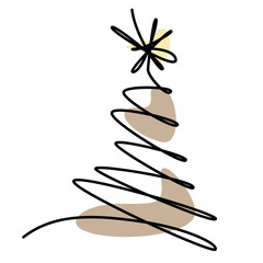 christmas tree glowing ornament for christmas tree decoration continuous one line design with color © Surakit