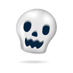 Cute 3D White Skull Icon Happy Halloween Decorative Elements Objects Holiday Cartoon Icon Trick or Treat Spooky Boo Vector Illustration