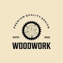 Woodworking wood logo design template vector design template