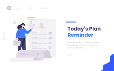 Business planner checklist reminder illustration on web banner template