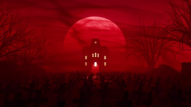 Abandoned House In Horror Night is motion footage for adventure films and cinematic in mystery hidden. Also good background for scene and titles, logos. 