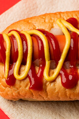 Closeup of American hotdog