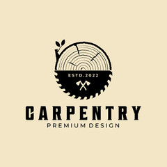 carpentry vintage logo icon vector illustration design template