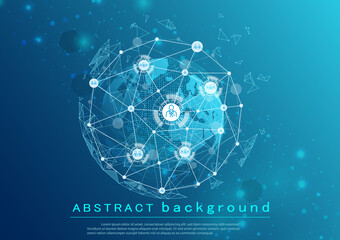 global network connection concept background image data visualization internet technology model communication