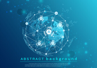 global network connection concept background image data visualization internet technology model communication