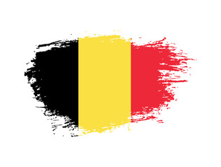 Classic brush stroke painted national Belgium country flag illustration