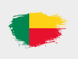 Classic brush stroke painted national Benin country flag illustration