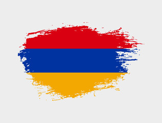 Classic brush stroke painted national Armenia country flag illustration