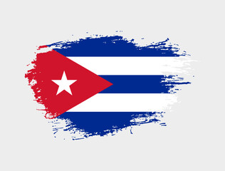 Obraz na płótnie Canvas Classic brush stroke painted national Cuba country flag illustration