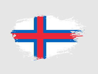Classic brush stroke painted national Faroe Islands country flag illustration