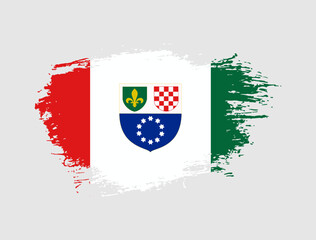 Classic brush stroke painted national Federation of Bosnia and Herzegovina country flag illustration