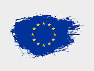 Classic brush stroke painted national European Union country flag illustration