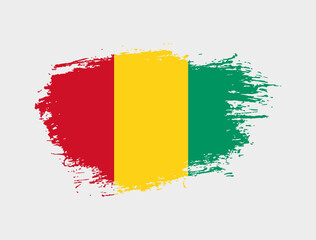 Obraz premium Classic brush stroke painted national Guinea country flag illustration