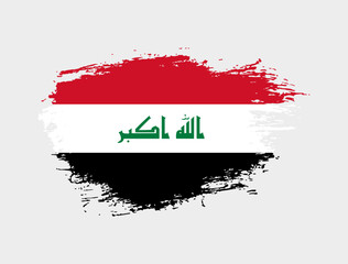 Classic brush stroke painted national Iraq country flag illustration