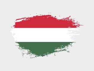 Classic brush stroke painted national Hungary country flag illustration