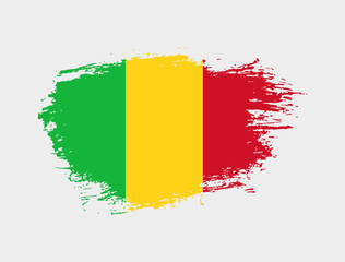 Classic brush stroke painted national Mali country flag illustration