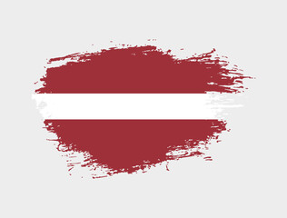 Classic brush stroke painted national Latvia country flag illustration