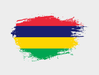 Classic brush stroke painted national Mauritius country flag illustration