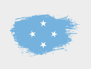 Obraz na płótnie Canvas Classic brush stroke painted national Micronesia country flag illustration