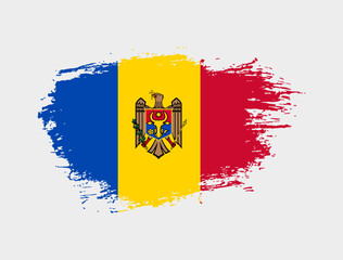 Classic brush stroke painted national Moldova country flag illustration