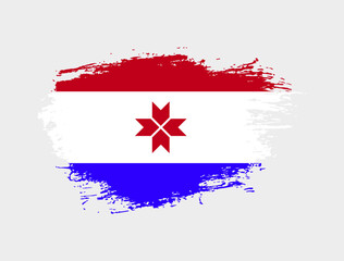 Classic brush stroke painted national Mordovia country flag illustration