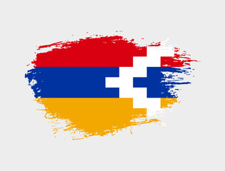 Classic brush stroke painted national Nagorno-Karabakh Republic country flag illustration