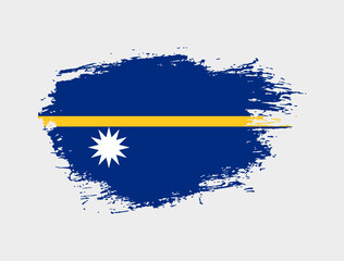 Classic brush stroke painted national Nauru country flag illustration