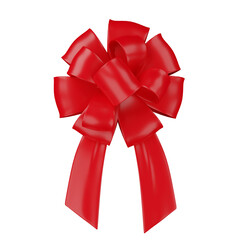 3d red bow or ribbon gold gift isolated on a white background holiday decoration. 3dillustration