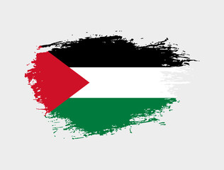 Classic brush stroke painted national Palestine country flag illustration