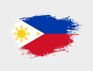 Classic brush stroke painted national Philippines country flag illustration