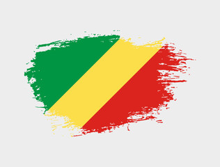 Classic brush stroke painted national Republic of the Congo country flag illustration