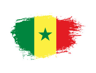 Classic brush stroke painted national Senegal country flag illustration