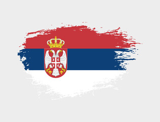 Classic brush stroke painted national Serbia country flag illustration