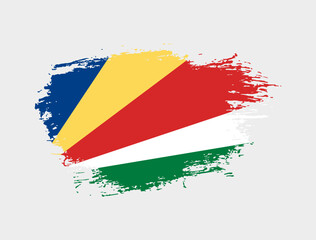 Classic brush stroke painted national Seychelles country flag illustration