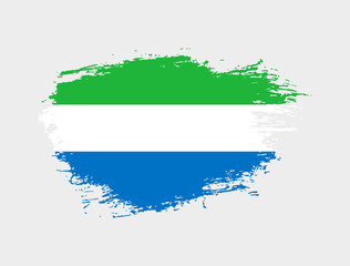Classic brush stroke painted national Sierra Leone country flag illustration