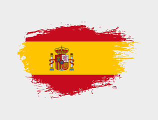Classic brush stroke painted national Spain country flag illustration